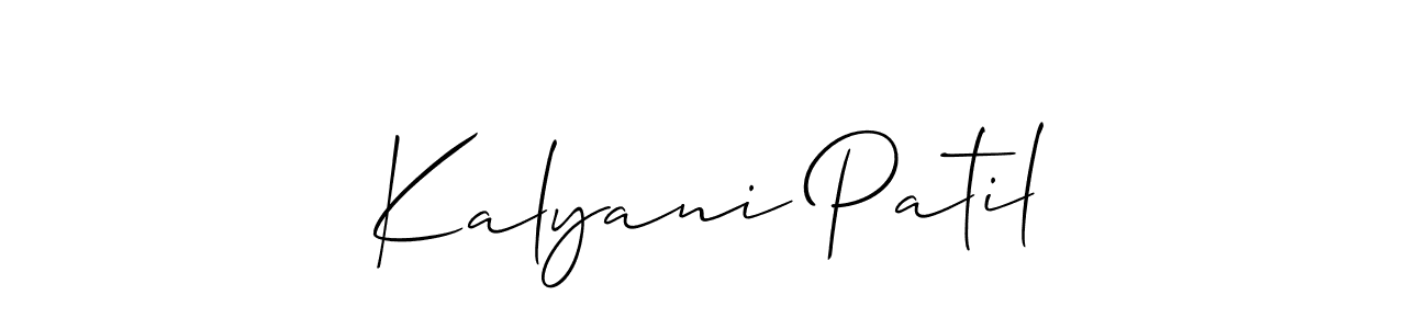 Make a beautiful signature design for name Kalyani Patil. With this signature (Allison_Script) style, you can create a handwritten signature for free. Kalyani Patil signature style 2 images and pictures png