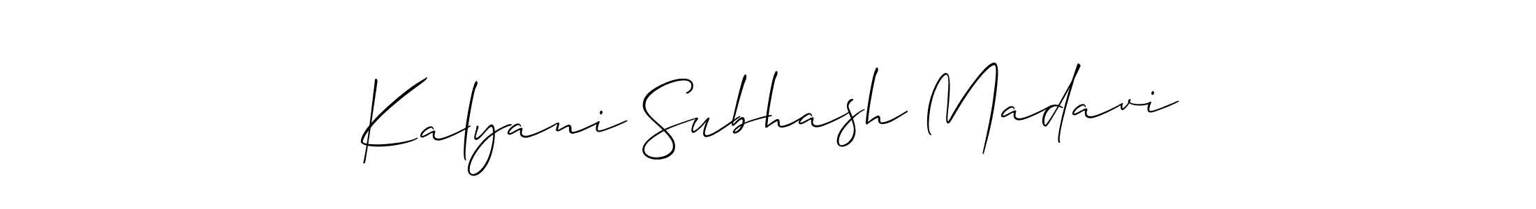 The best way (Allison_Script) to make a short signature is to pick only two or three words in your name. The name Kalyani Subhash Madavi include a total of six letters. For converting this name. Kalyani Subhash Madavi signature style 2 images and pictures png