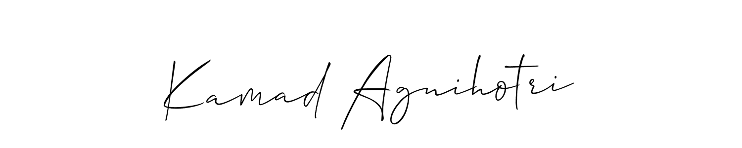 Allison_Script is a professional signature style that is perfect for those who want to add a touch of class to their signature. It is also a great choice for those who want to make their signature more unique. Get Kamad Agnihotri name to fancy signature for free. Kamad Agnihotri signature style 2 images and pictures png