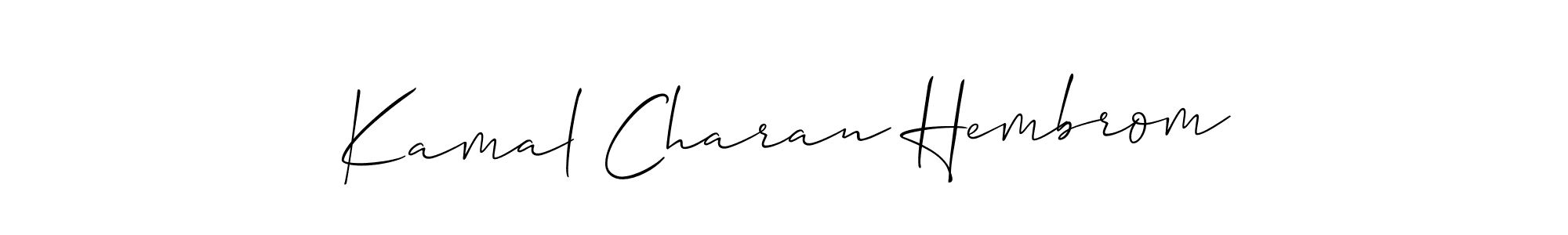 if you are searching for the best signature style for your name Kamal Charan Hembrom. so please give up your signature search. here we have designed multiple signature styles  using Allison_Script. Kamal Charan Hembrom signature style 2 images and pictures png