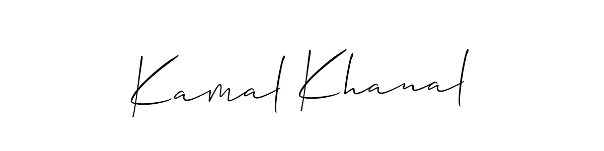 The best way (Allison_Script) to make a short signature is to pick only two or three words in your name. The name Kamal Khanal include a total of six letters. For converting this name. Kamal Khanal signature style 2 images and pictures png