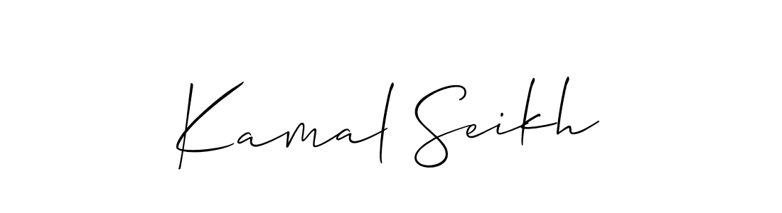 The best way (Allison_Script) to make a short signature is to pick only two or three words in your name. The name Kamal Seikh include a total of six letters. For converting this name. Kamal Seikh signature style 2 images and pictures png