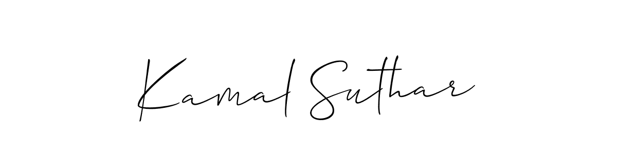 The best way (Allison_Script) to make a short signature is to pick only two or three words in your name. The name Kamal Suthar include a total of six letters. For converting this name. Kamal Suthar signature style 2 images and pictures png