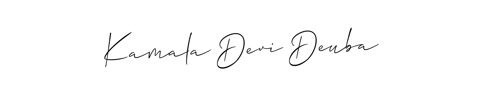 Create a beautiful signature design for name Kamala Devi Deuba. With this signature (Allison_Script) fonts, you can make a handwritten signature for free. Kamala Devi Deuba signature style 2 images and pictures png