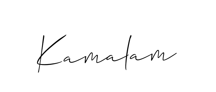 Create a beautiful signature design for name Kamalam. With this signature (Allison_Script) fonts, you can make a handwritten signature for free. Kamalam signature style 2 images and pictures png