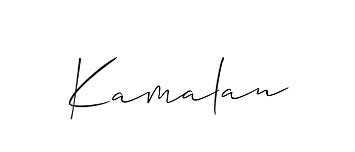 Use a signature maker to create a handwritten signature online. With this signature software, you can design (Allison_Script) your own signature for name Kamalan. Kamalan signature style 2 images and pictures png