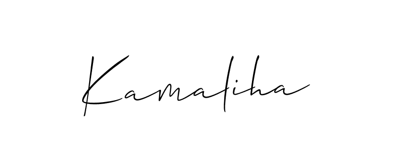 The best way (Allison_Script) to make a short signature is to pick only two or three words in your name. The name Kamaliha include a total of six letters. For converting this name. Kamaliha signature style 2 images and pictures png