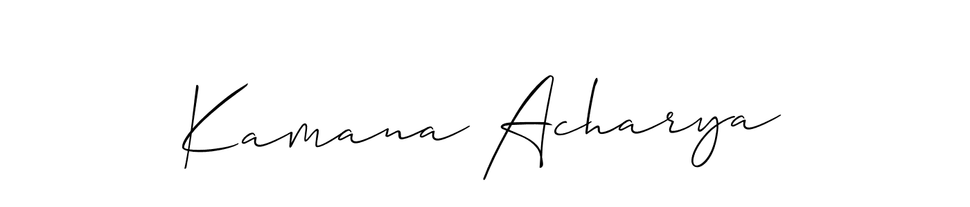 The best way (Allison_Script) to make a short signature is to pick only two or three words in your name. The name Kamana Acharya include a total of six letters. For converting this name. Kamana Acharya signature style 2 images and pictures png