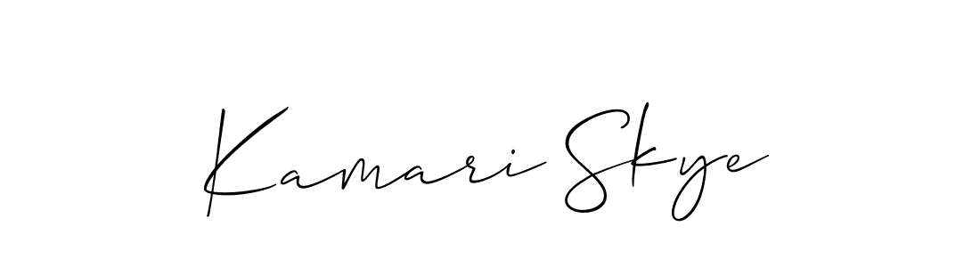 How to make Kamari Skye name signature. Use Allison_Script style for creating short signs online. This is the latest handwritten sign. Kamari Skye signature style 2 images and pictures png