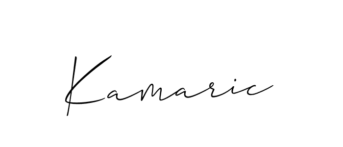 Use a signature maker to create a handwritten signature online. With this signature software, you can design (Allison_Script) your own signature for name Kamaric. Kamaric signature style 2 images and pictures png
