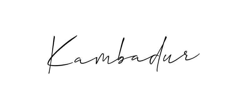 The best way (Allison_Script) to make a short signature is to pick only two or three words in your name. The name Kambadur include a total of six letters. For converting this name. Kambadur signature style 2 images and pictures png