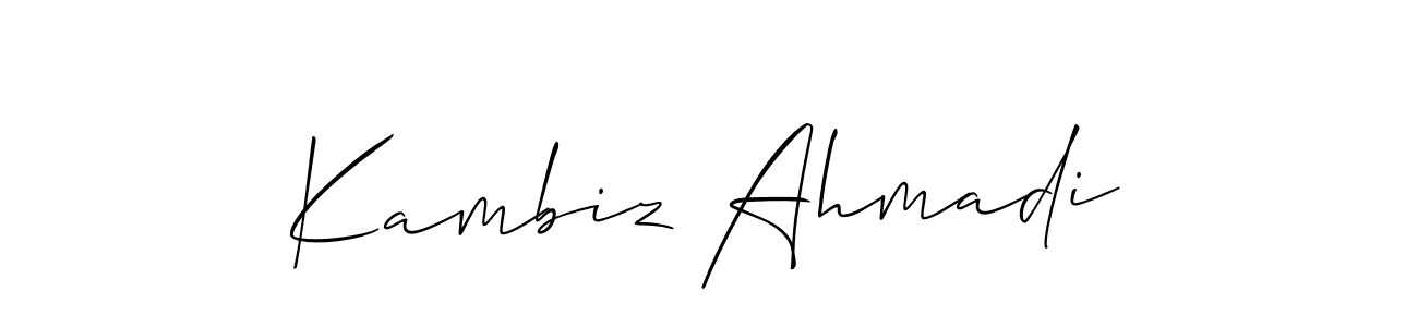 How to make Kambiz Ahmadi name signature. Use Allison_Script style for creating short signs online. This is the latest handwritten sign. Kambiz Ahmadi signature style 2 images and pictures png