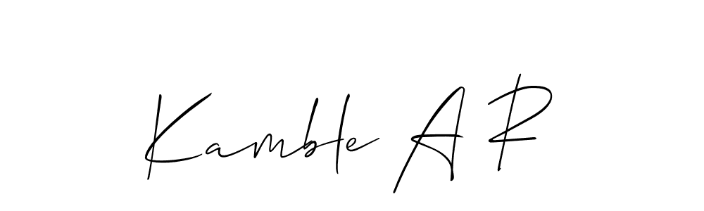 The best way (Allison_Script) to make a short signature is to pick only two or three words in your name. The name Kamble A R include a total of six letters. For converting this name. Kamble A R signature style 2 images and pictures png