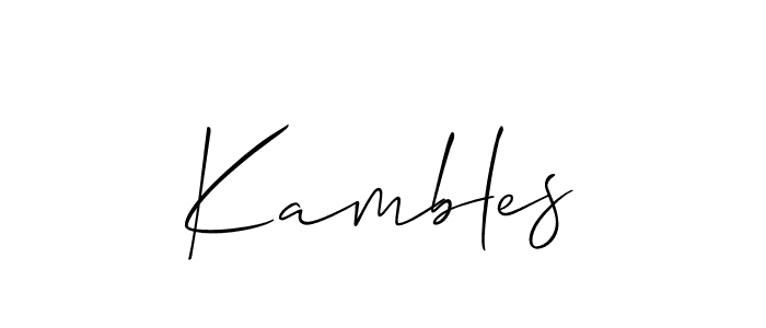 The best way (Allison_Script) to make a short signature is to pick only two or three words in your name. The name Kambles include a total of six letters. For converting this name. Kambles signature style 2 images and pictures png