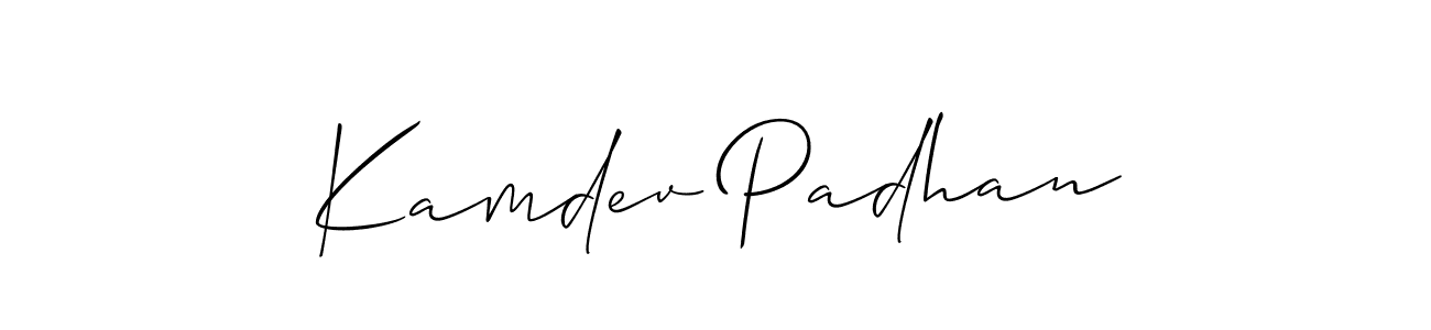 The best way (Allison_Script) to make a short signature is to pick only two or three words in your name. The name Kamdev Padhan include a total of six letters. For converting this name. Kamdev Padhan signature style 2 images and pictures png