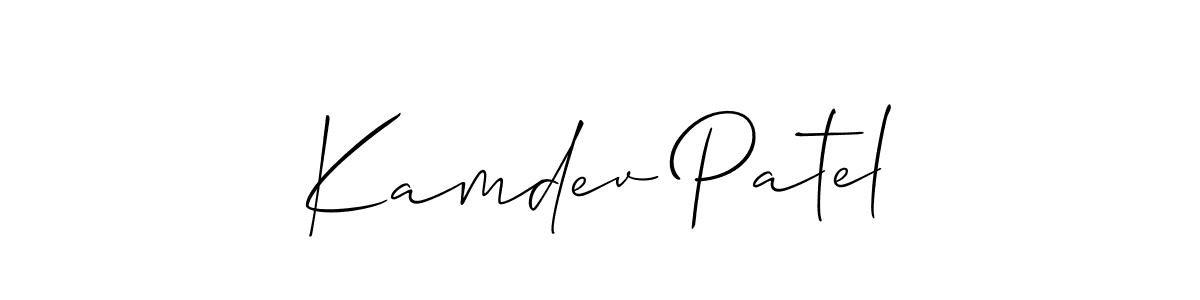 This is the best signature style for the Kamdev Patel name. Also you like these signature font (Allison_Script). Mix name signature. Kamdev Patel signature style 2 images and pictures png