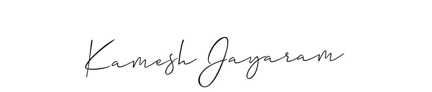 Design your own signature with our free online signature maker. With this signature software, you can create a handwritten (Allison_Script) signature for name Kamesh Jayaram. Kamesh Jayaram signature style 2 images and pictures png