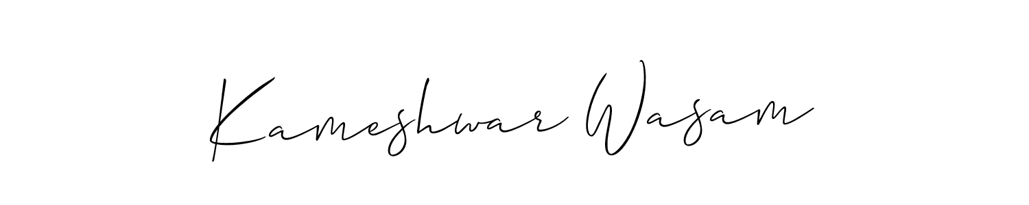 Make a short Kameshwar Wasam signature style. Manage your documents anywhere anytime using Allison_Script. Create and add eSignatures, submit forms, share and send files easily. Kameshwar Wasam signature style 2 images and pictures png