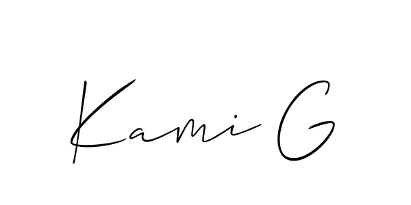 The best way (Allison_Script) to make a short signature is to pick only two or three words in your name. The name Kami G include a total of six letters. For converting this name. Kami G signature style 2 images and pictures png