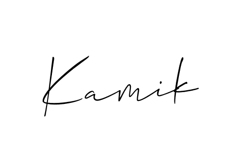 How to Draw Kamik signature style? Allison_Script is a latest design signature styles for name Kamik. Kamik signature style 2 images and pictures png