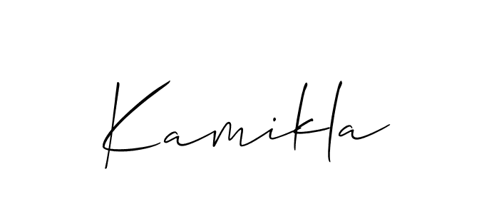 How to Draw Kamikla signature style? Allison_Script is a latest design signature styles for name Kamikla. Kamikla signature style 2 images and pictures png