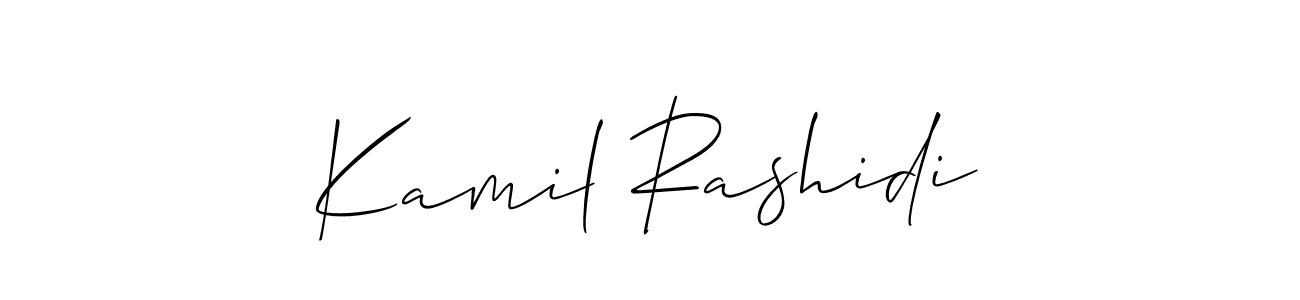 Design your own signature with our free online signature maker. With this signature software, you can create a handwritten (Allison_Script) signature for name Kamil Rashidi. Kamil Rashidi signature style 2 images and pictures png