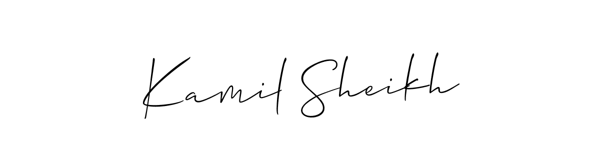 How to make Kamil Sheikh name signature. Use Allison_Script style for creating short signs online. This is the latest handwritten sign. Kamil Sheikh signature style 2 images and pictures png