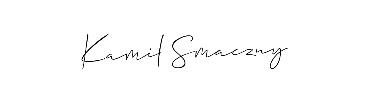 How to Draw Kamil Smaczny signature style? Allison_Script is a latest design signature styles for name Kamil Smaczny. Kamil Smaczny signature style 2 images and pictures png