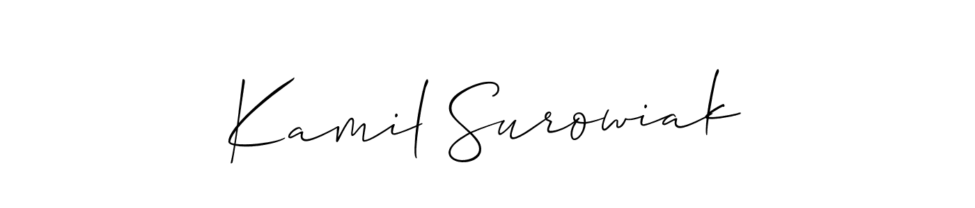 It looks lik you need a new signature style for name Kamil Surowiak. Design unique handwritten (Allison_Script) signature with our free signature maker in just a few clicks. Kamil Surowiak signature style 2 images and pictures png