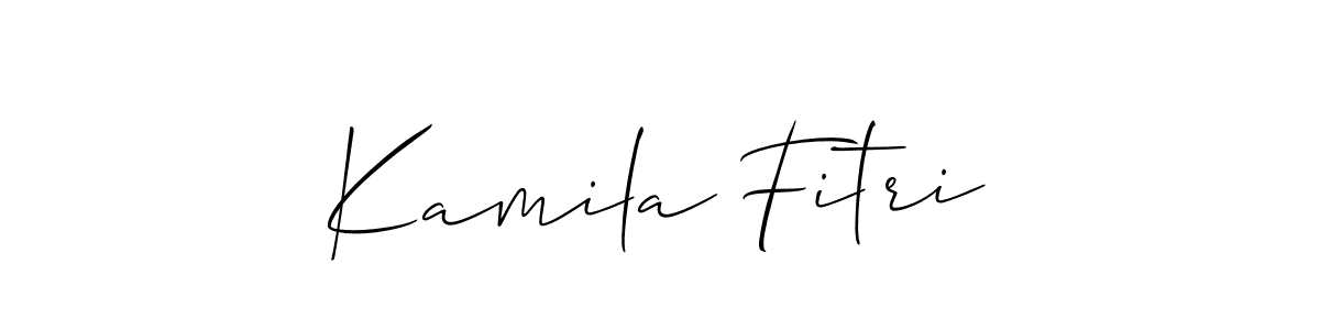 Allison_Script is a professional signature style that is perfect for those who want to add a touch of class to their signature. It is also a great choice for those who want to make their signature more unique. Get Kamila Fitri name to fancy signature for free. Kamila Fitri signature style 2 images and pictures png