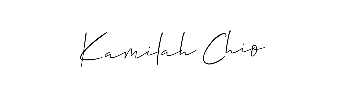 The best way (Allison_Script) to make a short signature is to pick only two or three words in your name. The name Kamilah Chio include a total of six letters. For converting this name. Kamilah Chio signature style 2 images and pictures png