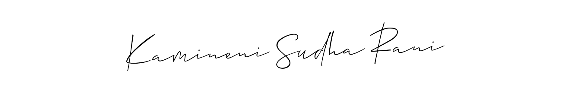 The best way (Allison_Script) to make a short signature is to pick only two or three words in your name. The name Kamineni Sudha Rani include a total of six letters. For converting this name. Kamineni Sudha Rani signature style 2 images and pictures png