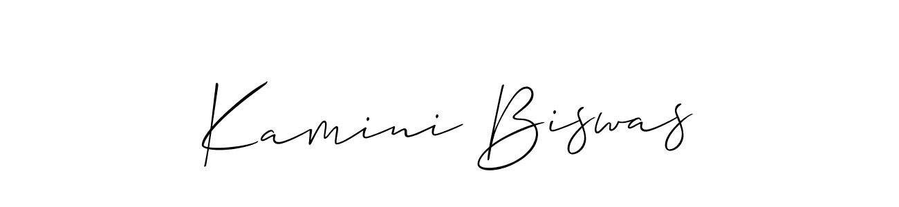 Create a beautiful signature design for name Kamini Biswas. With this signature (Allison_Script) fonts, you can make a handwritten signature for free. Kamini Biswas signature style 2 images and pictures png