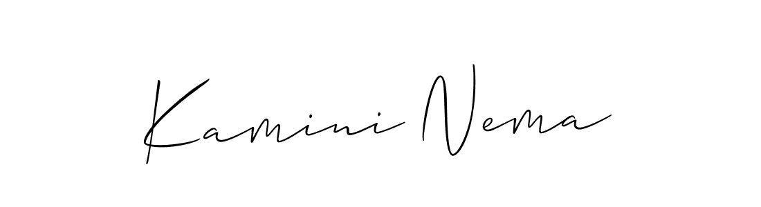 How to make Kamini Nema name signature. Use Allison_Script style for creating short signs online. This is the latest handwritten sign. Kamini Nema signature style 2 images and pictures png