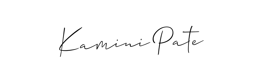 Allison_Script is a professional signature style that is perfect for those who want to add a touch of class to their signature. It is also a great choice for those who want to make their signature more unique. Get Kamini Pate name to fancy signature for free. Kamini Pate signature style 2 images and pictures png