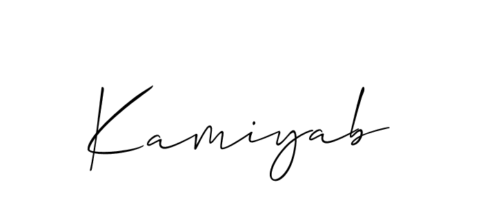 How to make Kamiyab name signature. Use Allison_Script style for creating short signs online. This is the latest handwritten sign. Kamiyab signature style 2 images and pictures png