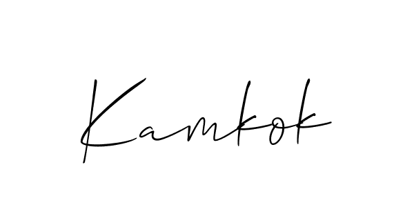 The best way (Allison_Script) to make a short signature is to pick only two or three words in your name. The name Kamkok include a total of six letters. For converting this name. Kamkok signature style 2 images and pictures png