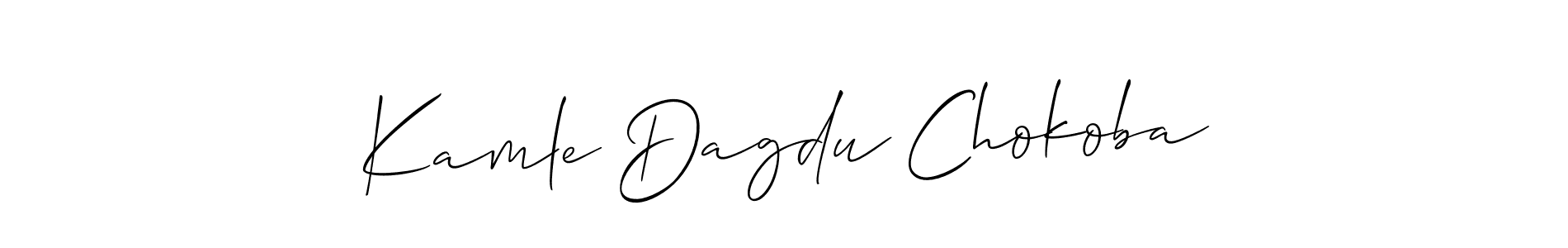 Create a beautiful signature design for name Kamle Dagdu Chokoba. With this signature (Allison_Script) fonts, you can make a handwritten signature for free. Kamle Dagdu Chokoba signature style 2 images and pictures png