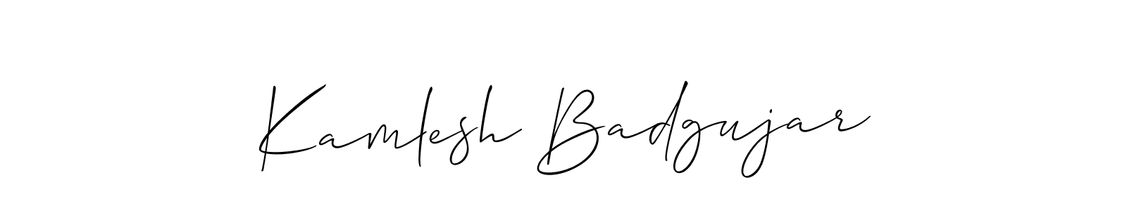 How to make Kamlesh Badgujar name signature. Use Allison_Script style for creating short signs online. This is the latest handwritten sign. Kamlesh Badgujar signature style 2 images and pictures png