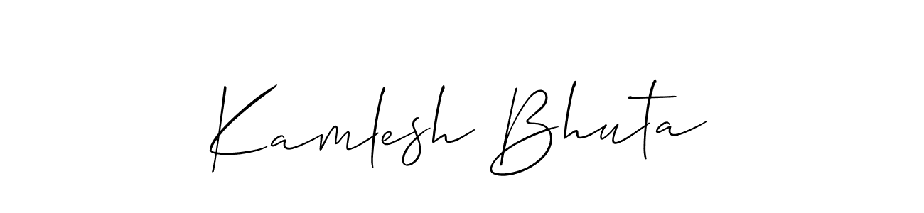 It looks lik you need a new signature style for name Kamlesh Bhuta. Design unique handwritten (Allison_Script) signature with our free signature maker in just a few clicks. Kamlesh Bhuta signature style 2 images and pictures png