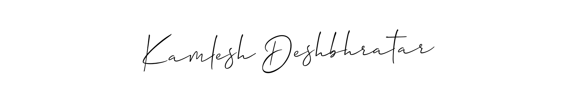 The best way (Allison_Script) to make a short signature is to pick only two or three words in your name. The name Kamlesh Deshbhratar include a total of six letters. For converting this name. Kamlesh Deshbhratar signature style 2 images and pictures png
