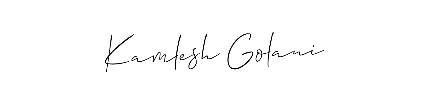 How to make Kamlesh Golani name signature. Use Allison_Script style for creating short signs online. This is the latest handwritten sign. Kamlesh Golani signature style 2 images and pictures png