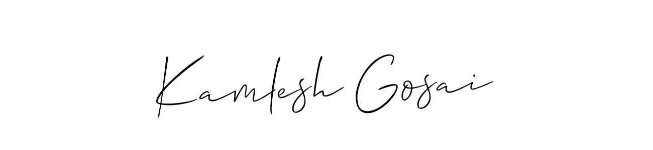 It looks lik you need a new signature style for name Kamlesh Gosai. Design unique handwritten (Allison_Script) signature with our free signature maker in just a few clicks. Kamlesh Gosai signature style 2 images and pictures png