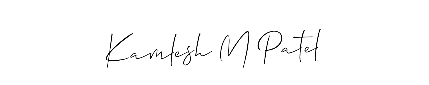 This is the best signature style for the Kamlesh M Patel name. Also you like these signature font (Allison_Script). Mix name signature. Kamlesh M Patel signature style 2 images and pictures png