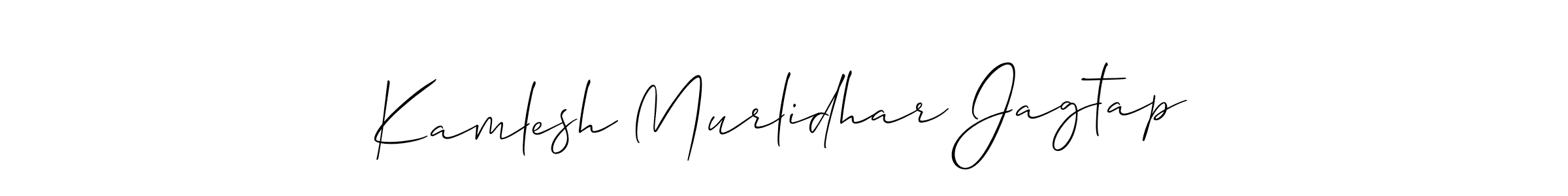 Also You can easily find your signature by using the search form. We will create Kamlesh Murlidhar Jagtap name handwritten signature images for you free of cost using Allison_Script sign style. Kamlesh Murlidhar Jagtap signature style 2 images and pictures png