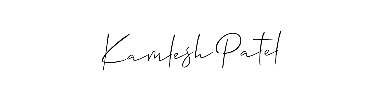 if you are searching for the best signature style for your name Kamlesh Patel. so please give up your signature search. here we have designed multiple signature styles  using Allison_Script. Kamlesh Patel signature style 2 images and pictures png