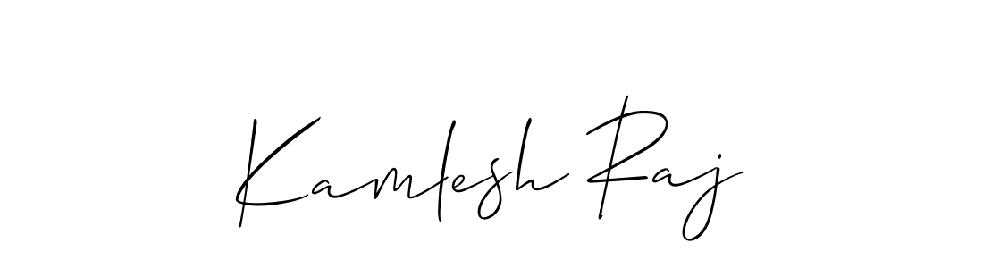 This is the best signature style for the Kamlesh Raj name. Also you like these signature font (Allison_Script). Mix name signature. Kamlesh Raj signature style 2 images and pictures png