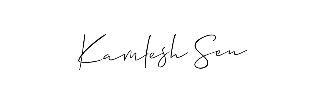 The best way (Allison_Script) to make a short signature is to pick only two or three words in your name. The name Kamlesh Sen include a total of six letters. For converting this name. Kamlesh Sen signature style 2 images and pictures png