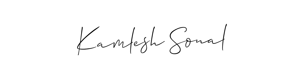 Kamlesh Sonal stylish signature style. Best Handwritten Sign (Allison_Script) for my name. Handwritten Signature Collection Ideas for my name Kamlesh Sonal. Kamlesh Sonal signature style 2 images and pictures png