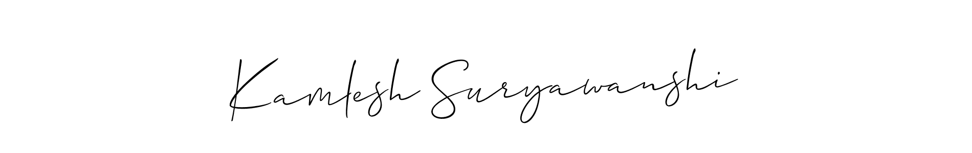 The best way (Allison_Script) to make a short signature is to pick only two or three words in your name. The name Kamlesh Suryawanshi include a total of six letters. For converting this name. Kamlesh Suryawanshi signature style 2 images and pictures png